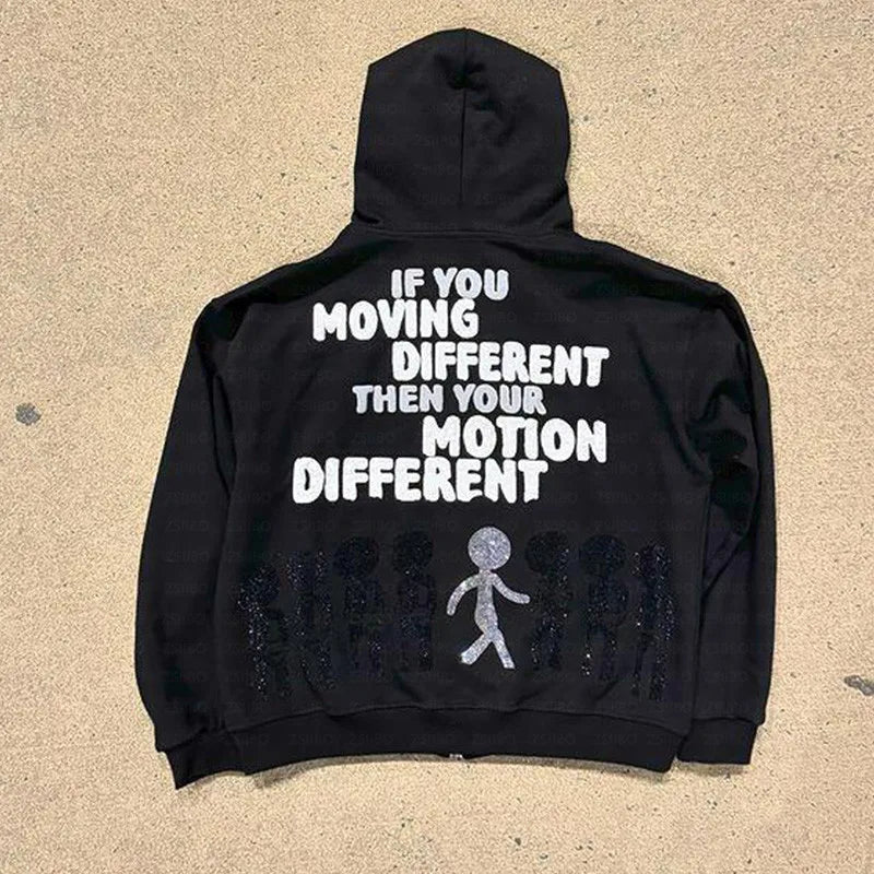 Motion Different Graphic Full Zip Hoodie