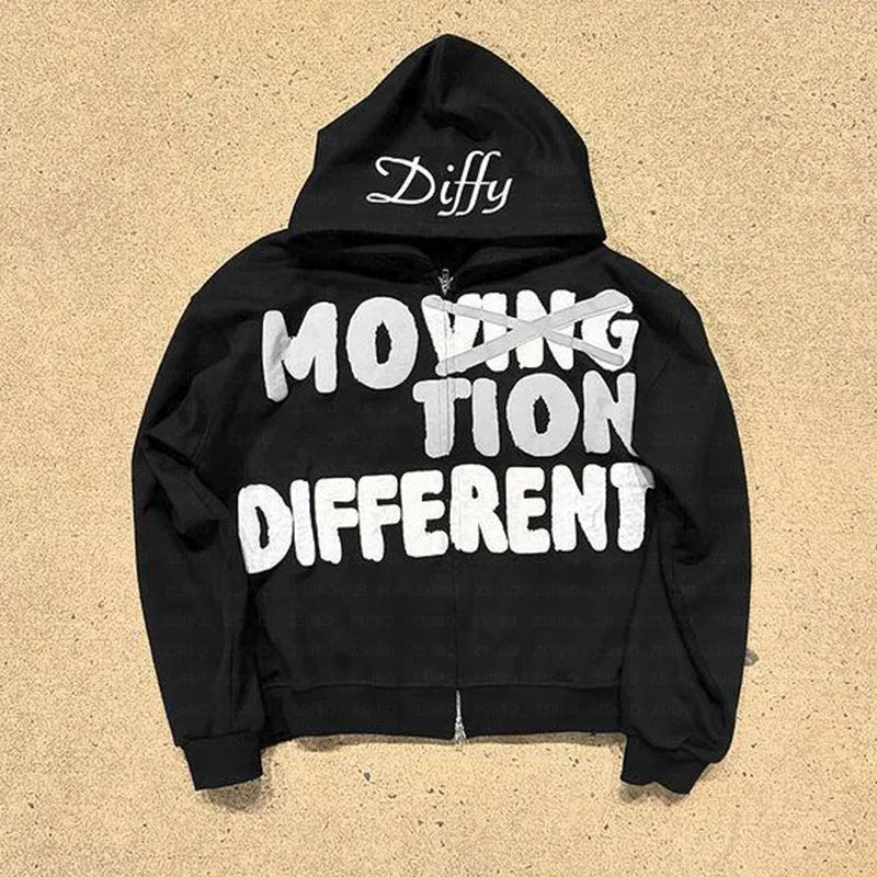 Motion Different Graphic Full Zip Hoodie