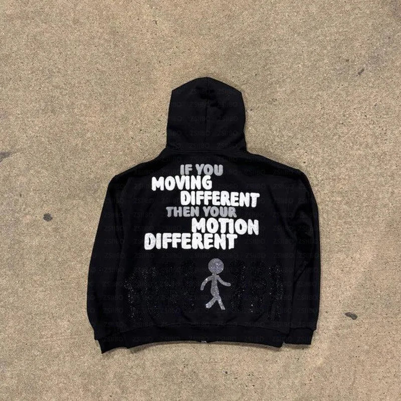 Motion Different Graphic Full Zip Hoodie